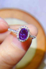 925 Sterling Silver 1 Carat Purple Moissanite Ring - Ladyez