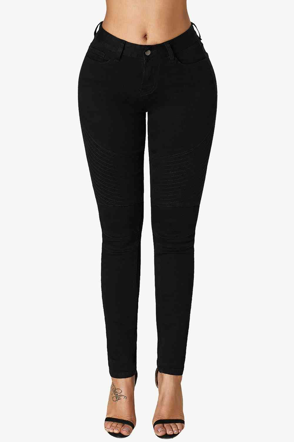 Mid-Rise Waist Skinny Pocketed Jeans - Ladyez