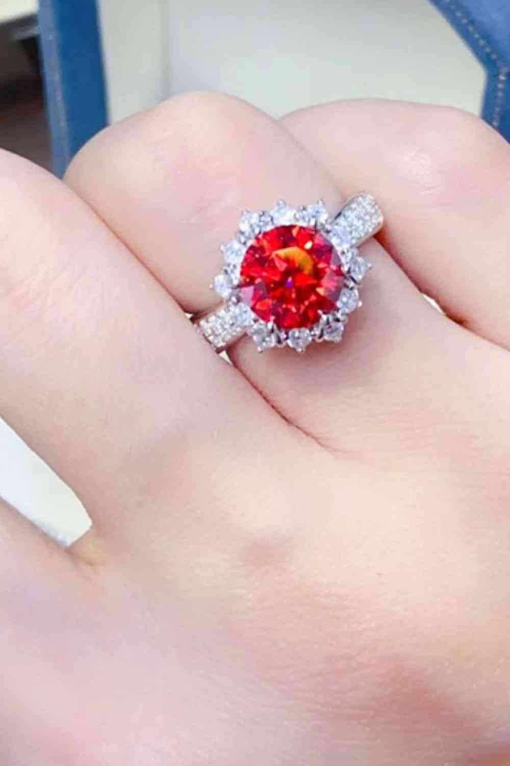 2 Carat Moissanite 925 Sterling Silver Halo Ring - Ladyez