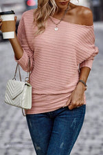 Texture Round Neck Long Sleeve Top - Ladyez