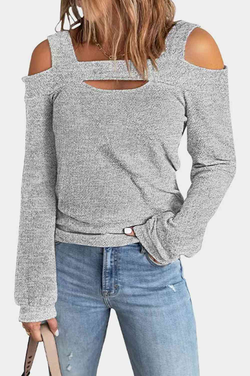 Full Size Cutout Cold Shoulder Blouse - Ladyez