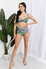 Marina West Swim Take A Dip Twist High-Rise Bikini in Sage - Ladyez