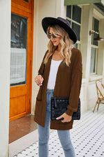 Long Sleeve Pocketed Cardigan - Ladyez