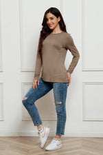 Basic Bae Full Size Round Neck Long Sleeve Top - Ladyez