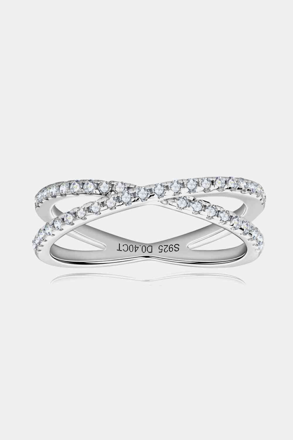 Moissanite 925 Sterling Silver Crisscross Ring - Ladyez