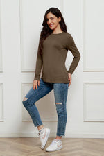 Basic Bae Full Size Round Neck Long Sleeve Top - Ladyez