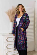 Fringe Hem Open Front Cardigan - Ladyez