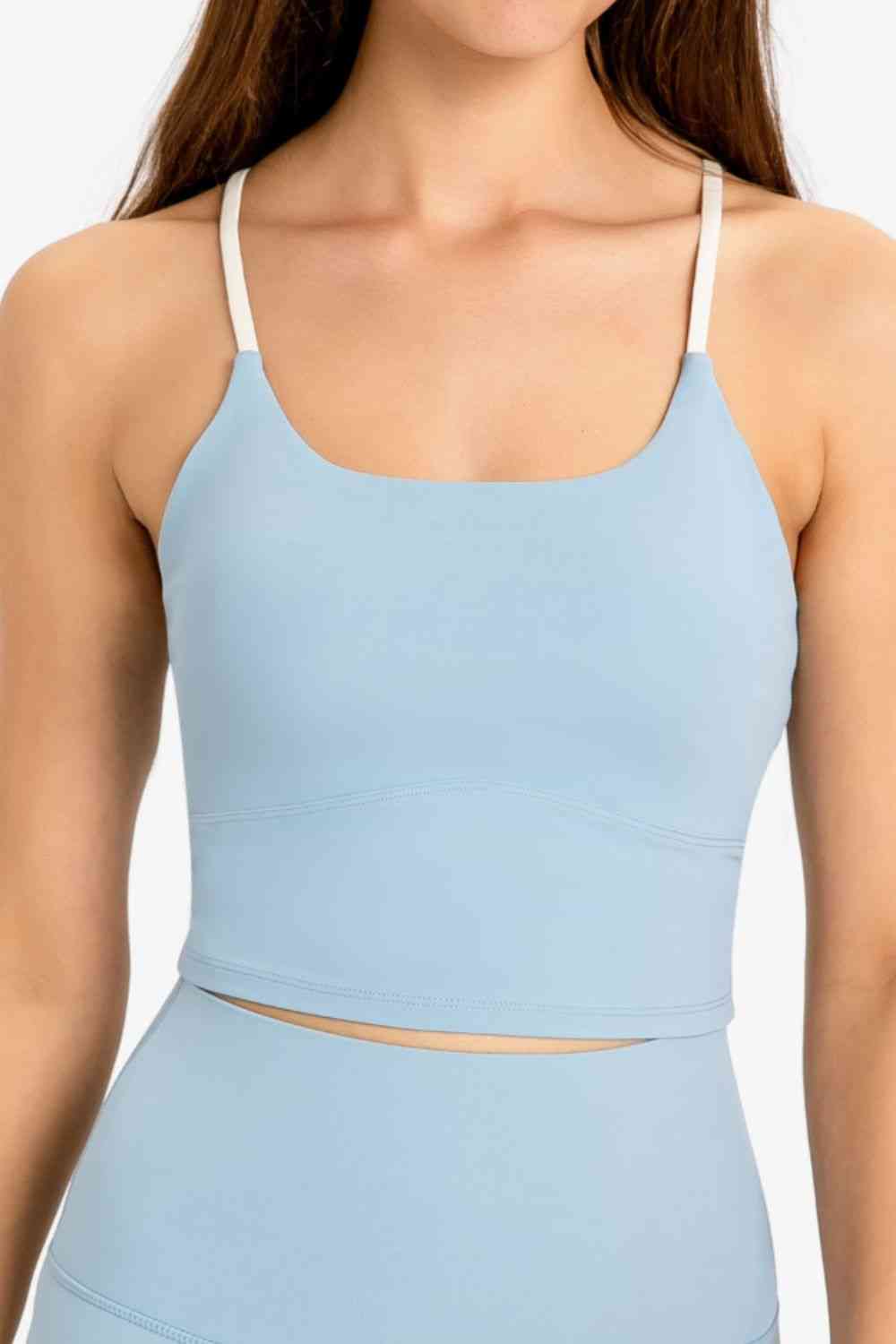 Crisscross Back Scoop Neck Sports Cami - Ladyez
