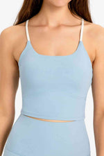 Crisscross Back Scoop Neck Sports Cami - Ladyez