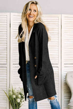 Lapel Collar Open Front Cardigan - Ladyez