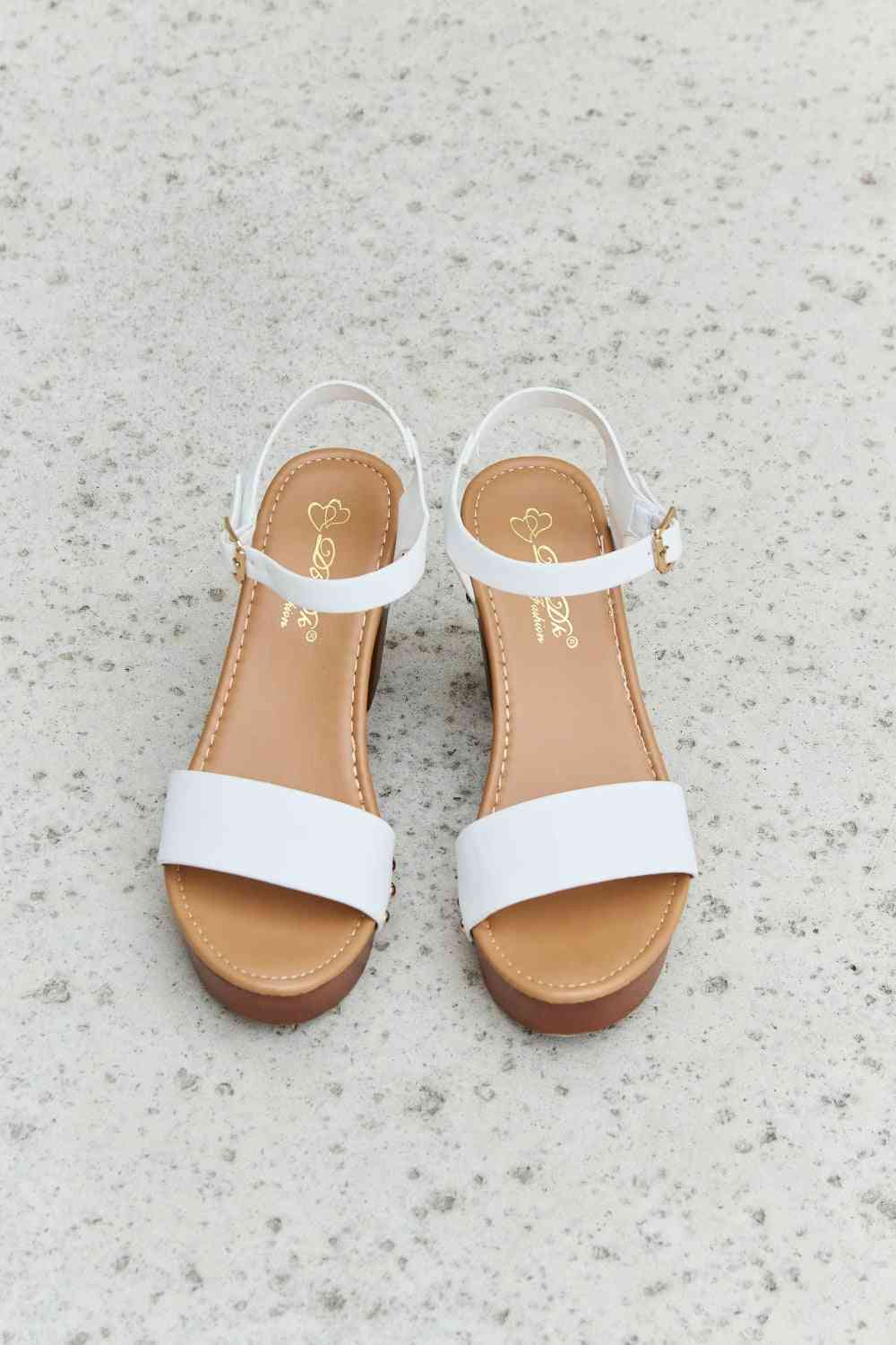 DDK Time After Time Wooden Platform Strap Heels - Ladyez