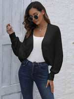 Bat Sleeve Open Front Short Cardigan - Ladyez