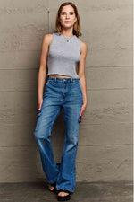 Kancan Holly High Waisted Cargo Flare Jeans - Ladyez