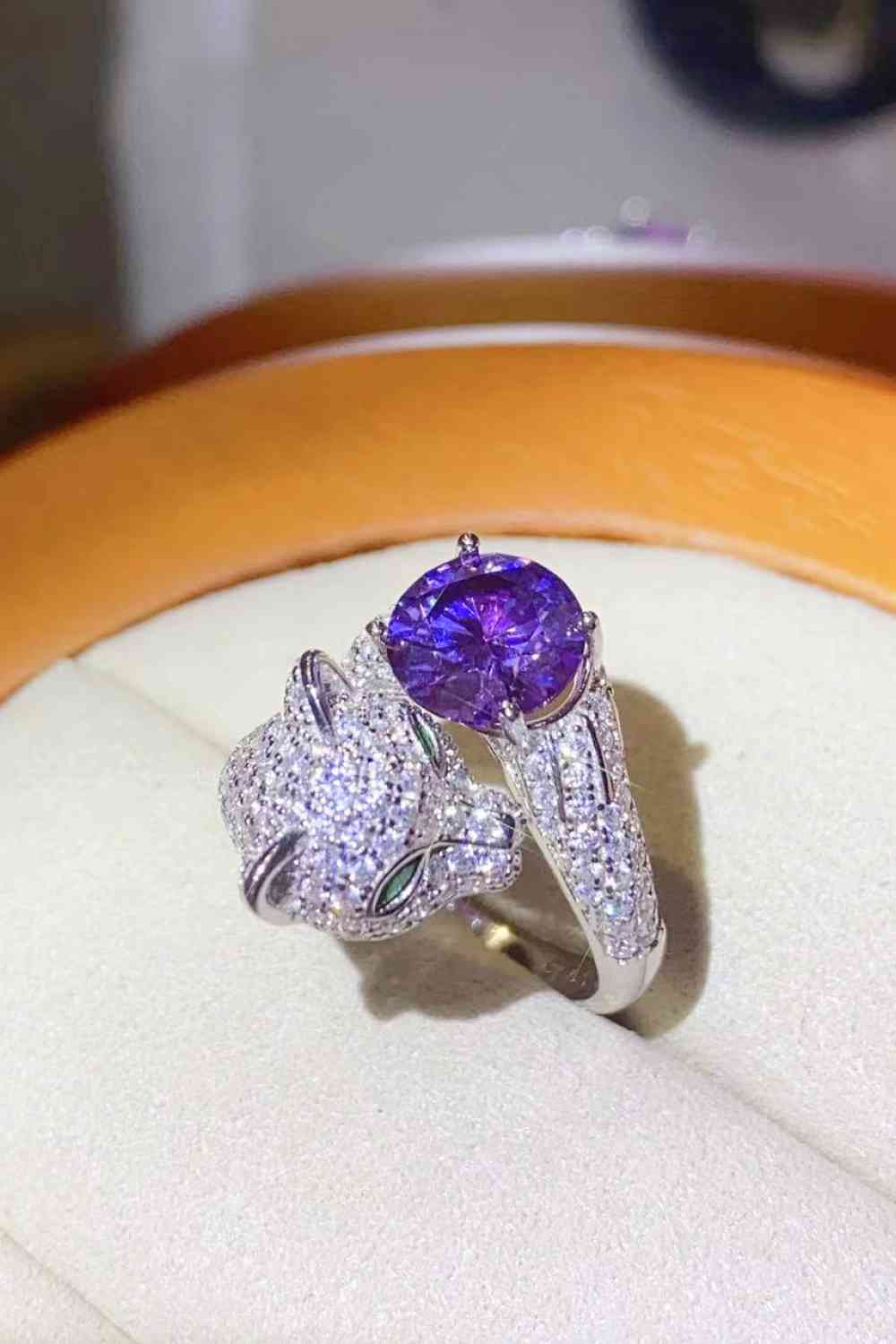 2 Carat Moissanite Adjustable Animal Bypass Ring - Ladyez
