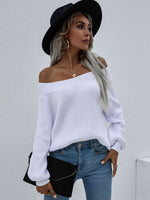 Double Take Off-Shoulder Rib-Knit Sweater - Ladyez
