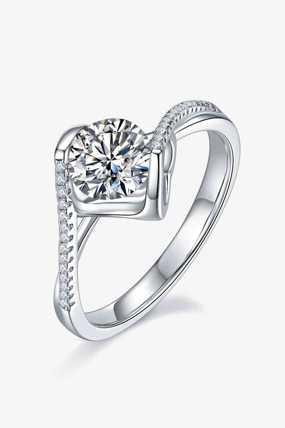 1 Carat Moissanite 925 Sterling Silver Twisted Ring - Ladyez