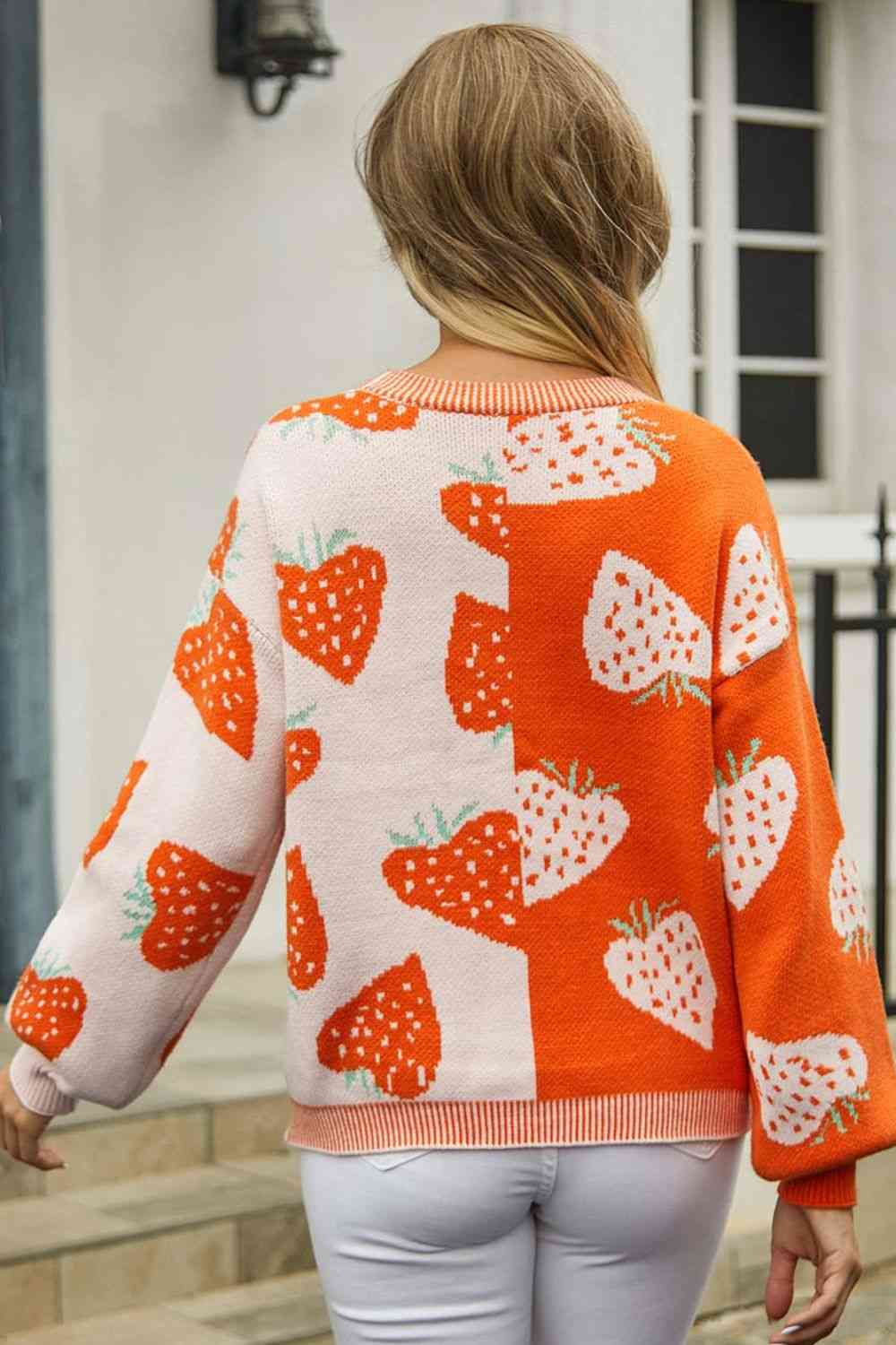 Printed V-Neck Button-Down Long Sleeve Cardigan - Ladyez