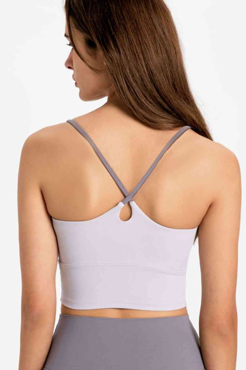 Crisscross Back Scoop Neck Sports Cami - Ladyez