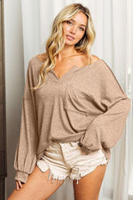 BiBi Exposed Seam Long Sleeve Top - Ladyez