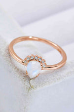 18K Rose Gold-Plated Pear Shape Natural Moonstone Ring - Ladyez