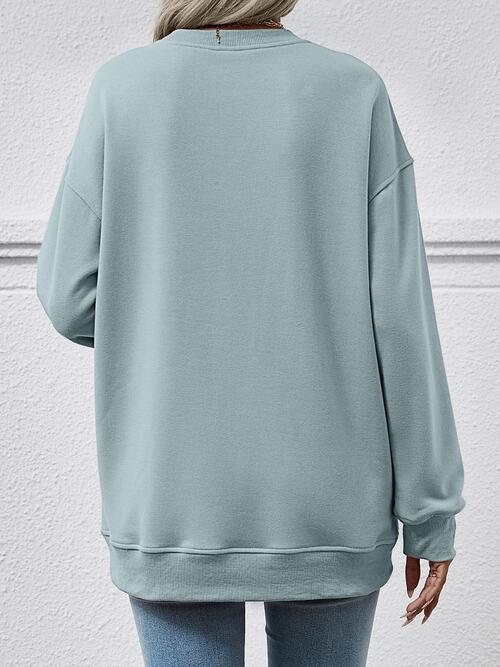 Round Neck Long Sleeve Sweatshirt - Ladyez