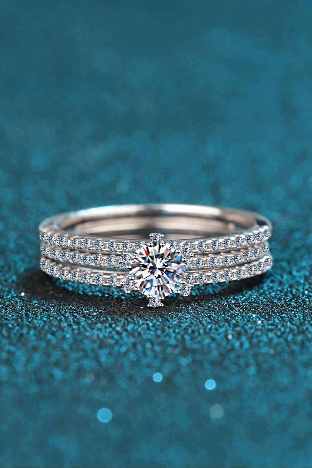 Moissanite 925 Sterling Silver Ring Set - Ladyez