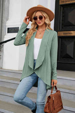 Open Front Long Sleeve Cardigan - Ladyez