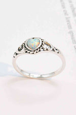 925 Sterling Silver Heart-Shape Opal Ring - Ladyez