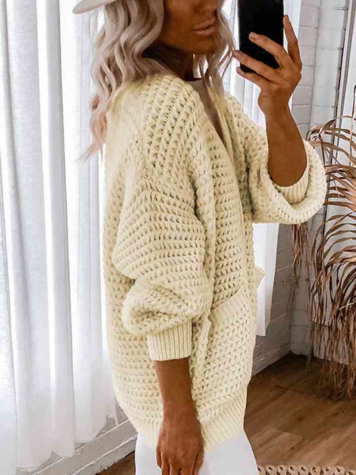 V-Neck Long Sleeve Cardigan - Ladyez