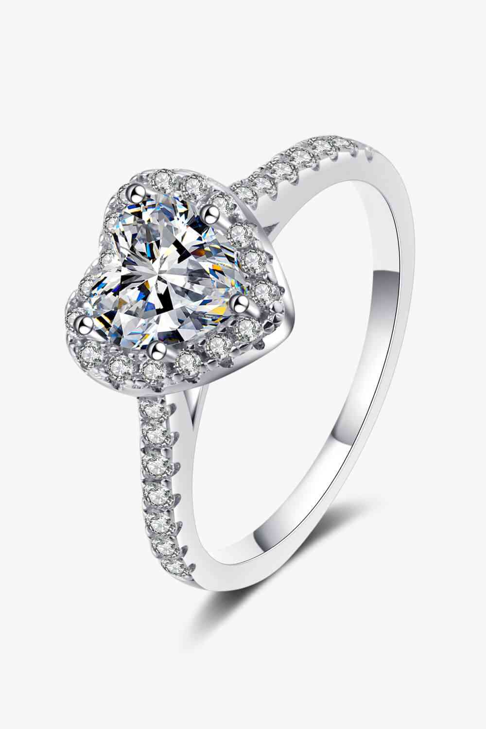 1 Carat Moissanite Heart-Shaped Ring - Ladyez