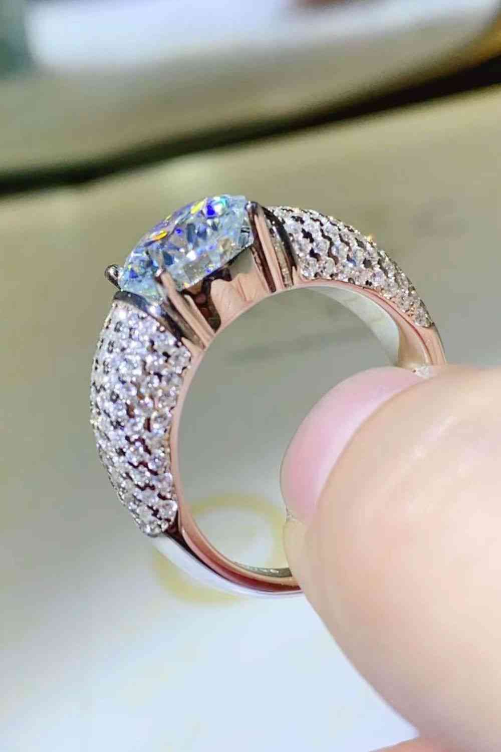 3 Carat Moissanite Side Stone Ring - Ladyez