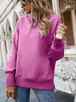 Dropped Shoulder Slit Sweatshirt - Ladyez