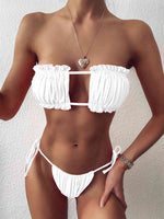 Frill Trim Ruched Bikini Set - Ladyez