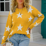 Star Pattern Round Neck Sweater - Ladyez