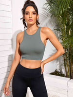 Cropped Round Neck Sports Tank Top - Ladyez