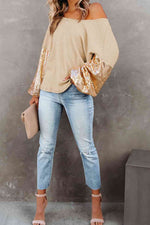 Sequin Waffle-Knit Blouse - Ladyez