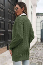 Open Front Longline Cardigan with Pockets - Ladyez