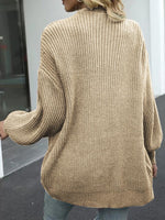 Drop Shoulder Balloon Sleeve Cardigan - Ladyez