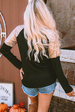 GIVE THANKS BABE Sequin Long Sleeve Blouse - Ladyez
