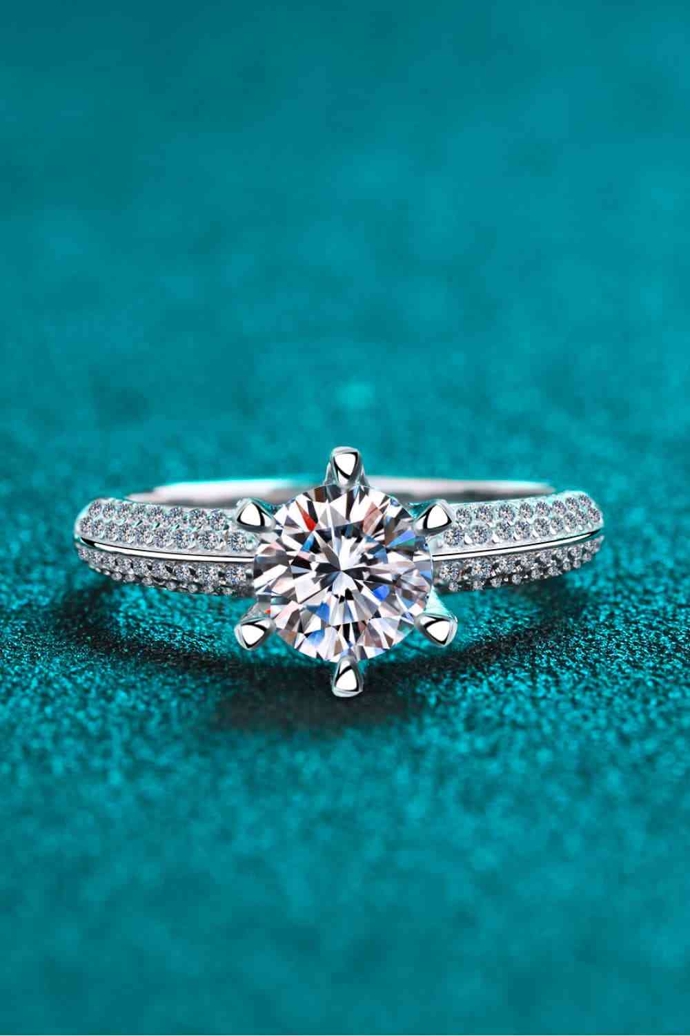 2 Carat Moissanite 925 Sterling Silver Side Stone Ring - Ladyez