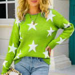 Star Pattern Round Neck Sweater - Ladyez