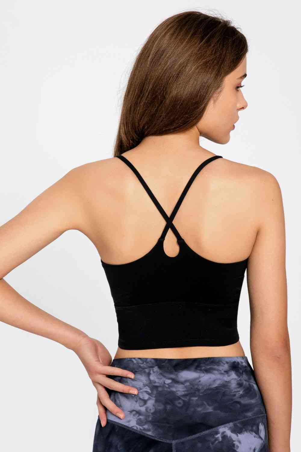 Crisscross Back Scoop Neck Sports Cami - Ladyez