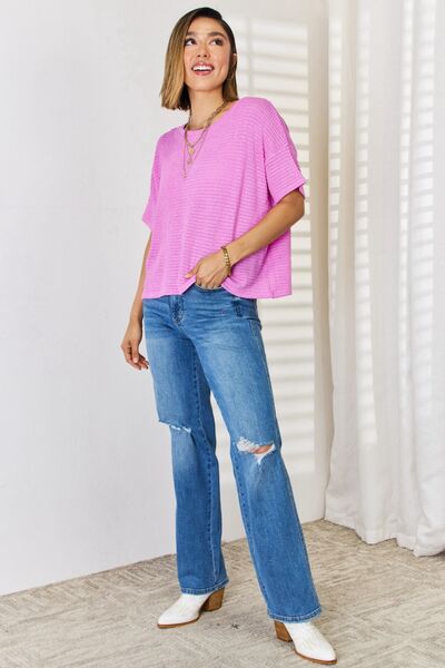 Zenana Full Size Round Neck Short Sleeve T-Shirt - Ladyez