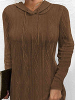 Drawstring Hooded Sweater Dress - Ladyez