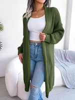 Open Front Dropped Shoulder Longline Cardigan - Ladyez