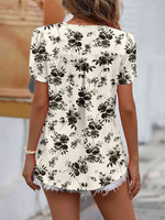 Ruche V-Neck Petal Sleeve Top - Ladyez