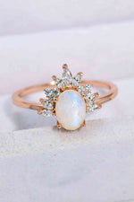 18K Rose Gold-Plated Natural Moonstone Ring - Ladyez