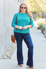 Basic Bae Full Size Round Neck Batwing Sleeve Blouse - Ladyez