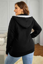 Cable-Knit Fleece Lining Button-Up Hooded Cardigan - Ladyez