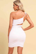 Ruched Cutout One-Shoulder Bodycon Dress - Ladyez